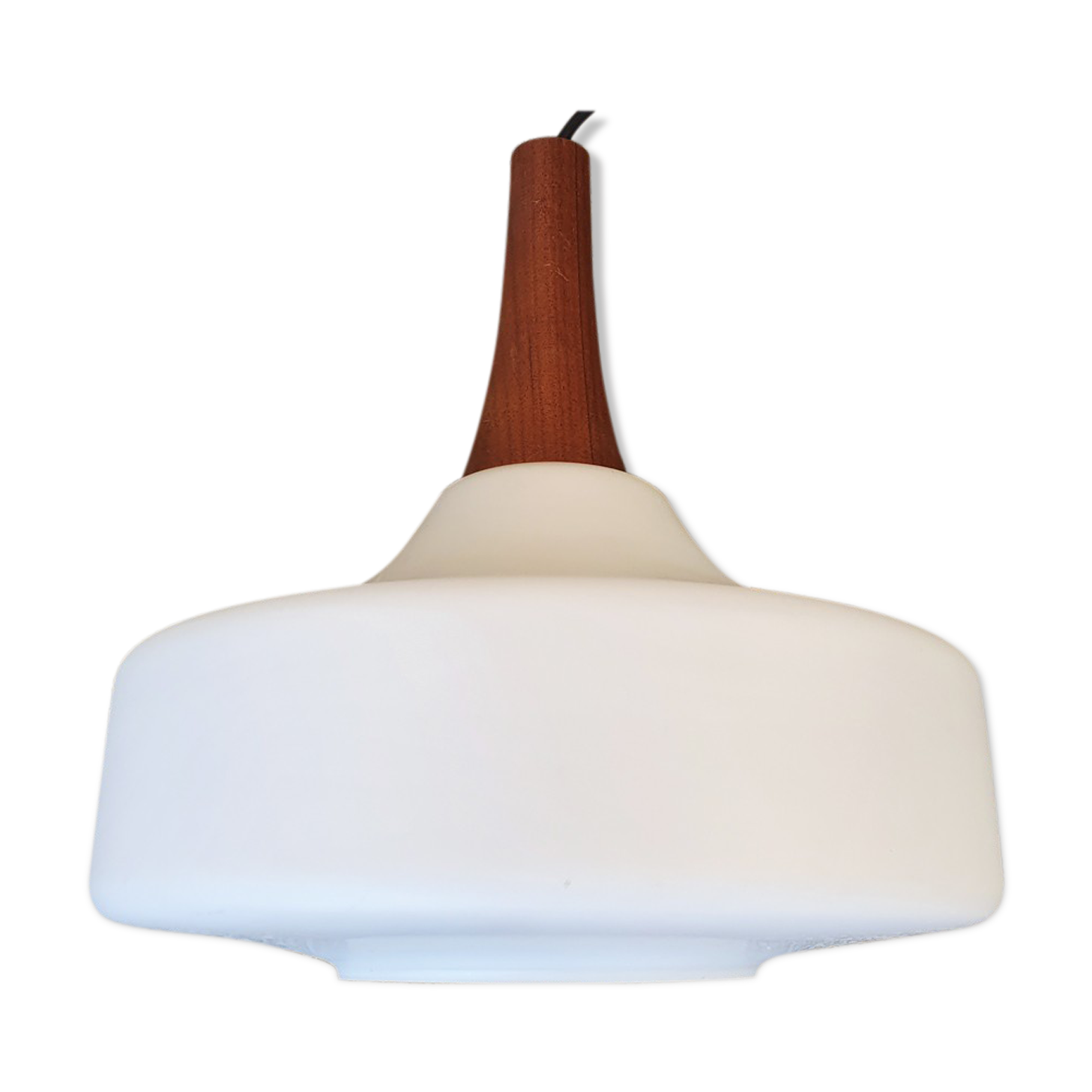 Scandinavian vintage suspension, 60s, teak and opaline