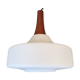 Scandinavian vintage suspension, 60s, teak and opaline