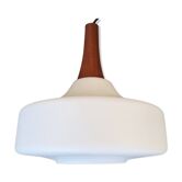 Scandinavian vintage suspension, 60s, teak and opaline
