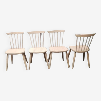 4 Chaises en bois brut