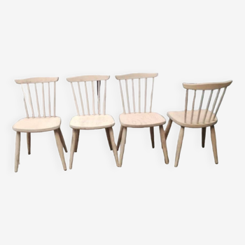 4 Raw wooden chairs
