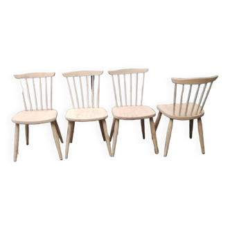 4 Raw wooden chairs