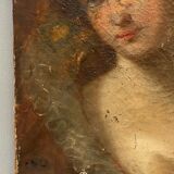Oil canvas cbl initials portrait xviii eme woman costume