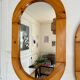 Oval mirror in solid pine vintage 70