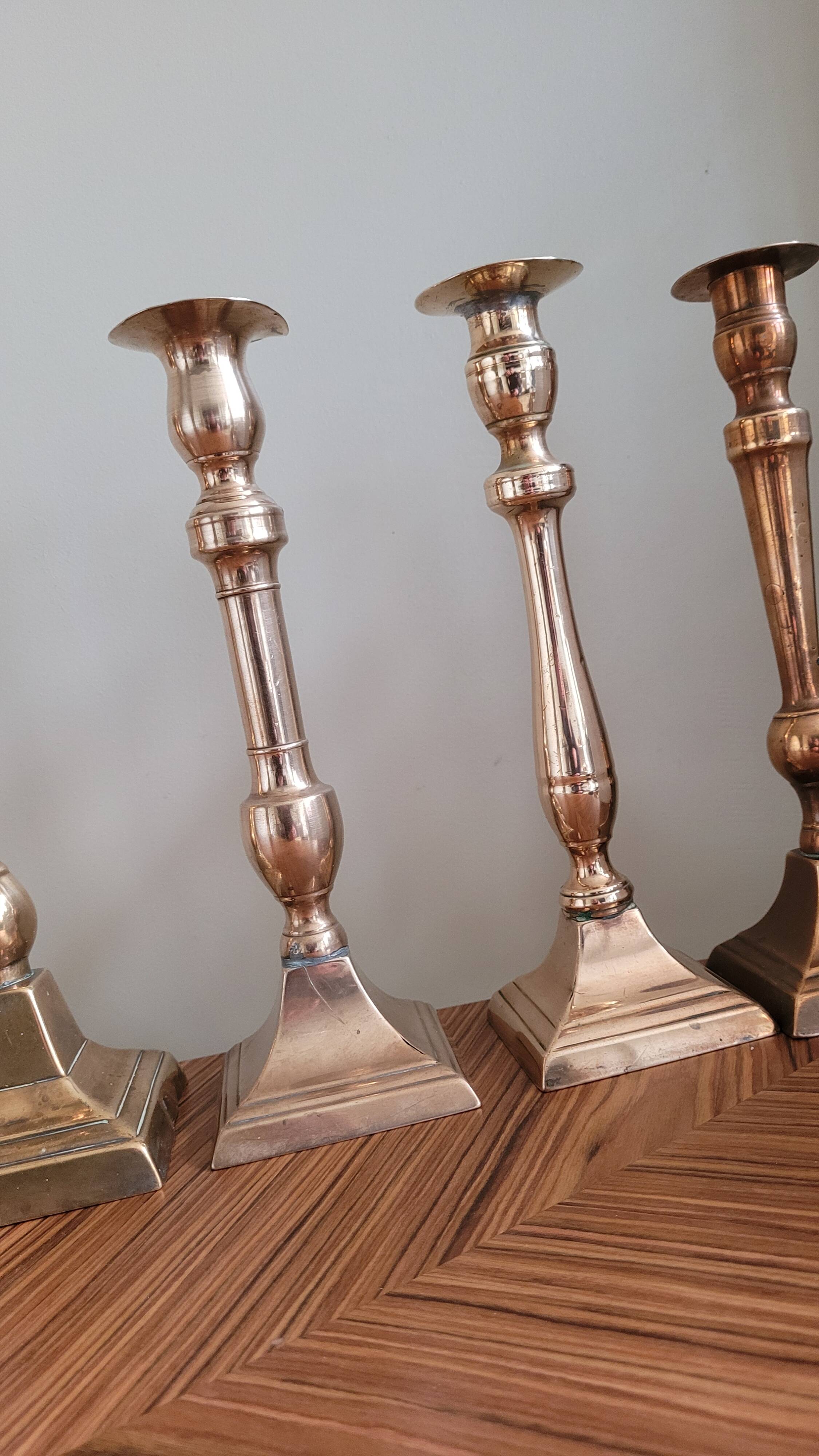 Set of 10 bronze-tinted brass candle holders 01 Pro