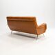 Three-seater sofa in skai with brass feet in the style of Marco Zanuso, 1950s