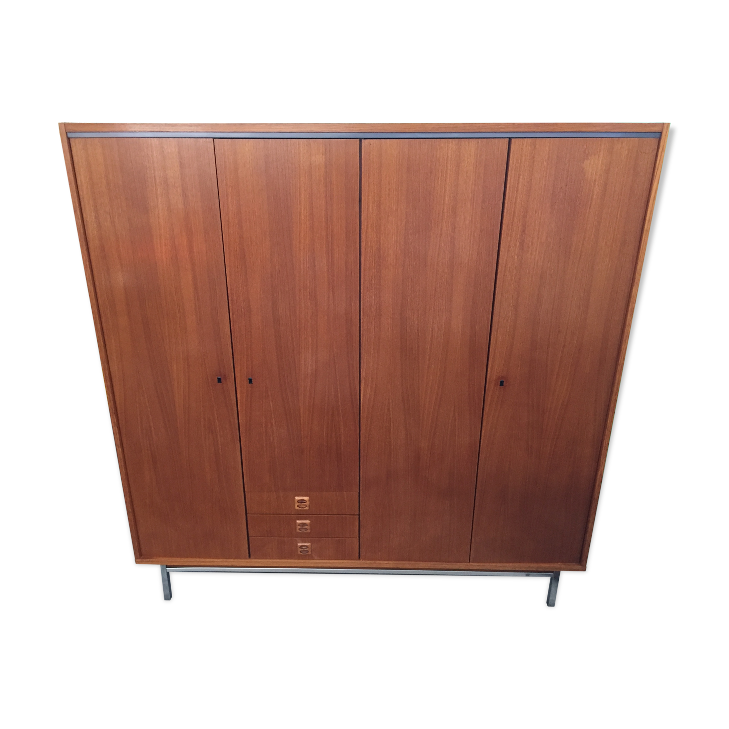 1960 plating chrome legs teak Cabinet