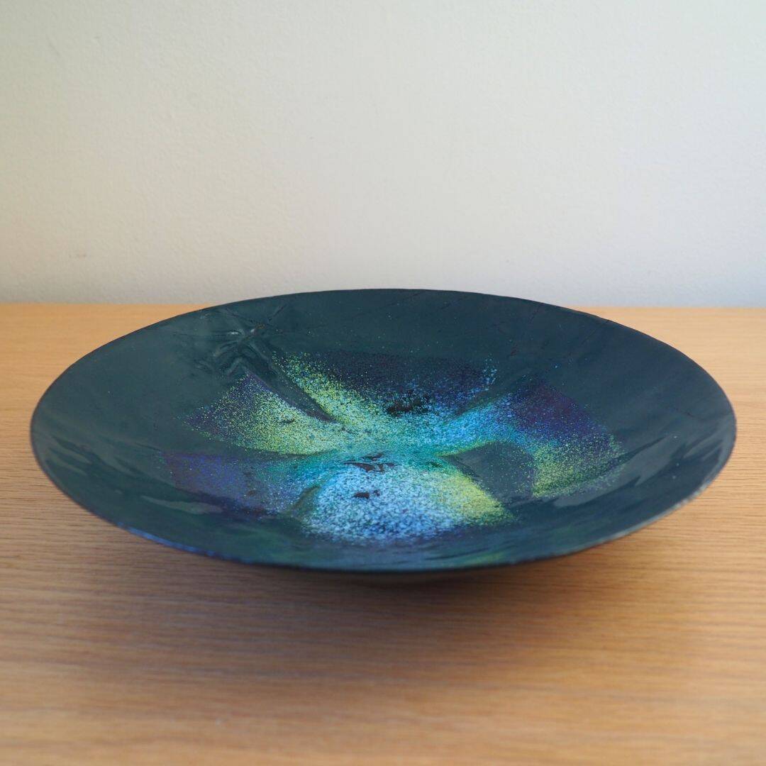 1970S Enameled Metal Bowl Signed By Artist