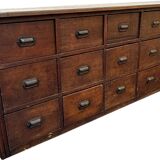 Large antique 1900 shop counter in solid oak