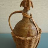 old stoneware bottle wicker vintage decoration stoneware bottle wicker