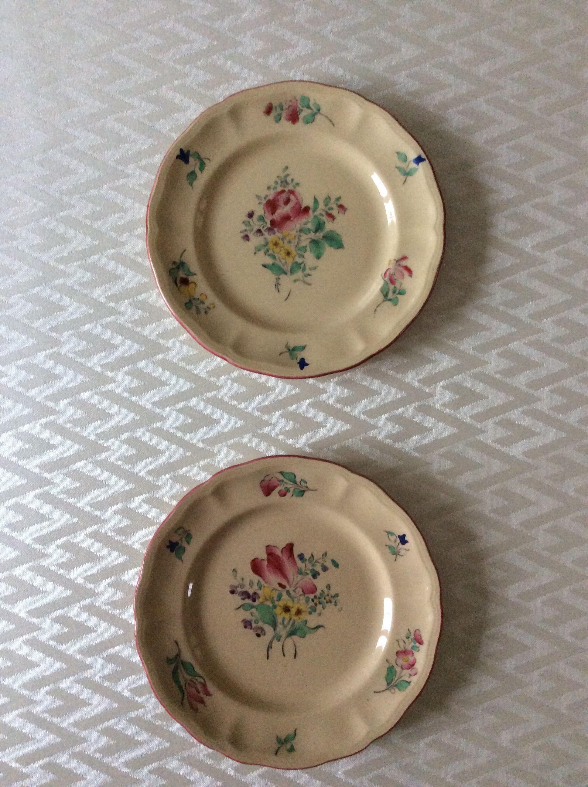 Pair of old plates of Lunéville