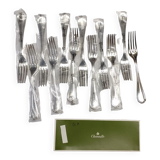 12 silver metal table forks from Christofle model "Spatours"