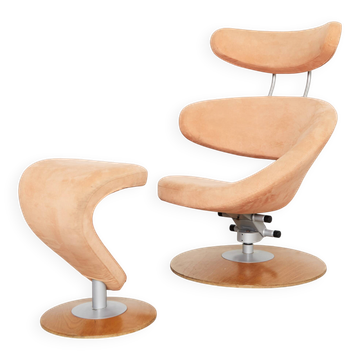Set of Peel Lounge Chair & Ottoman by Olav Eldøy for Stokke
