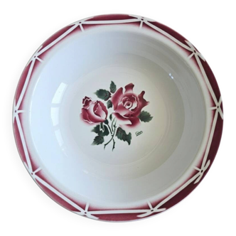 Antique salad bowl in Sarreguemines earthenware.