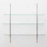 Wall rack 'sail' in chrome and glass