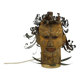 Unique piece. Wooden lamp and metal hair with devil's head "self-portrait"
