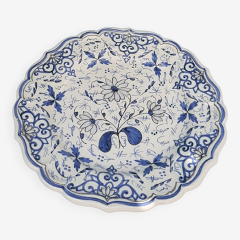 Blue terracotta plate Malicorne
