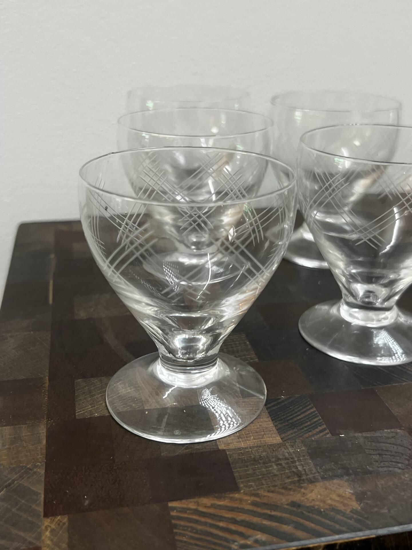 6 crystal glasses 1930 art deco