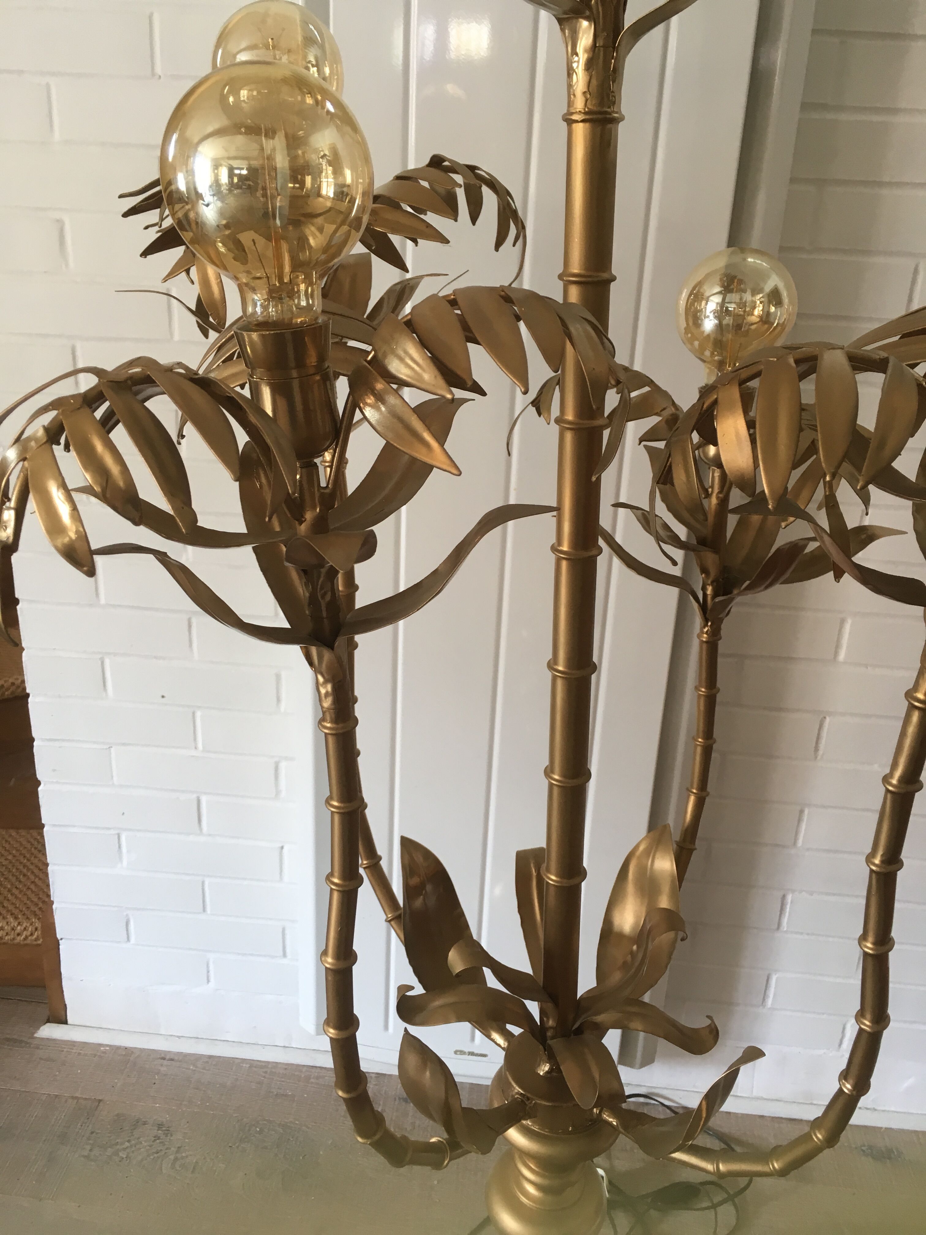 Floor lamp foliage gold metal years 70