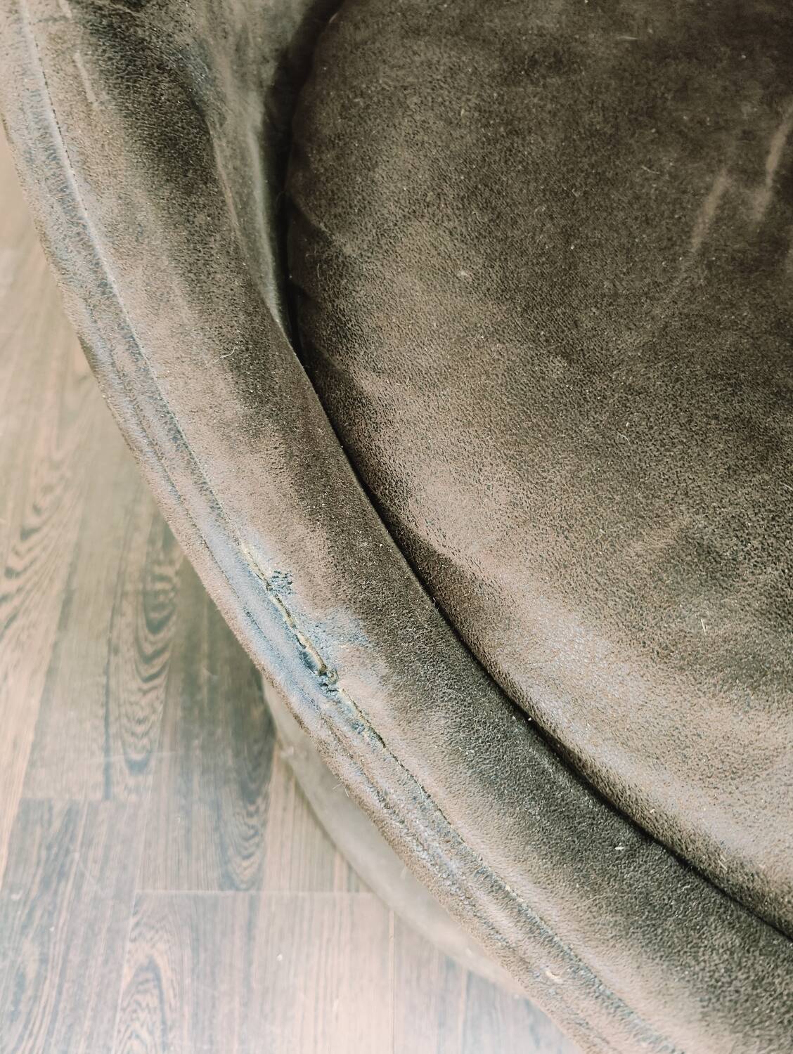 Brown fabric egg chair