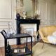 Black service in wood and rattan 70s