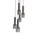 Large suspension chandelier with 5 glass lampshades and aluminium tube.