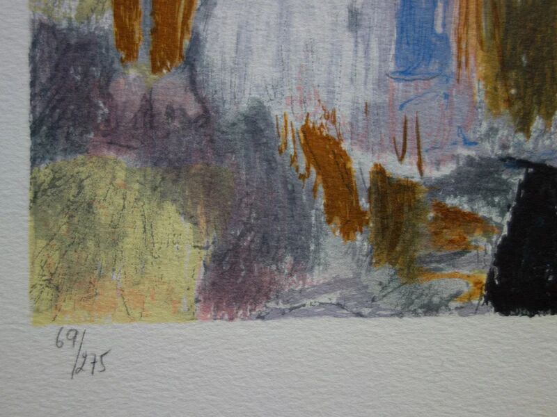 Yvonne Cheffer Delouis: Market at Place des Carmes, original signed lithograph