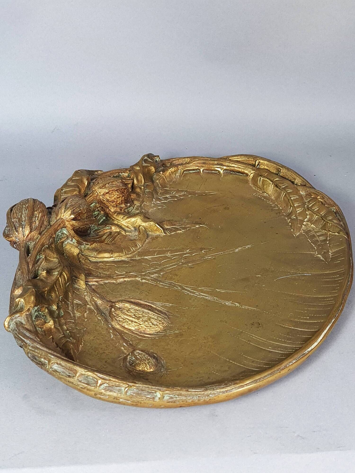 A. Marionnet Art Nouveau centerpiece gilt bronze, signed 41x30 cm C