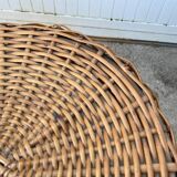 Vintage 1950s bar counter with two rattan and metal stools
