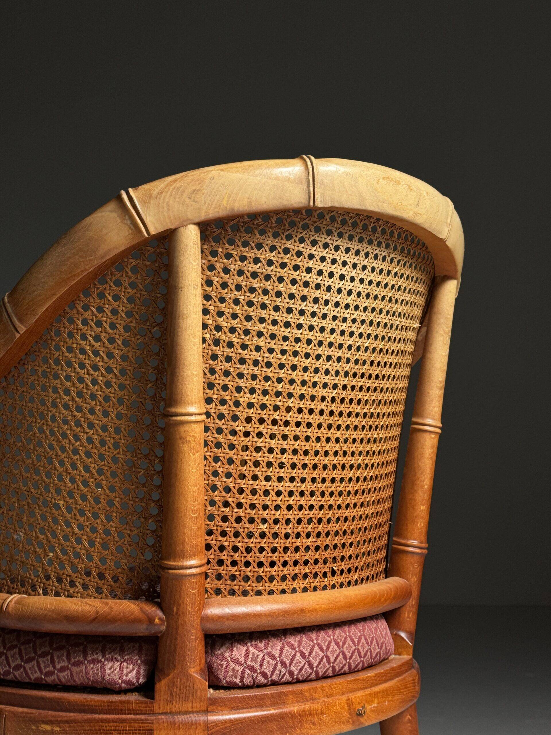 Set of 4 vintage faux bamboo chairs