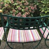 2 armchairs and 2 chairs in full wrought iron, handcrafted.