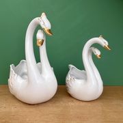 Pair of vintage cache pots - Ceramic swans