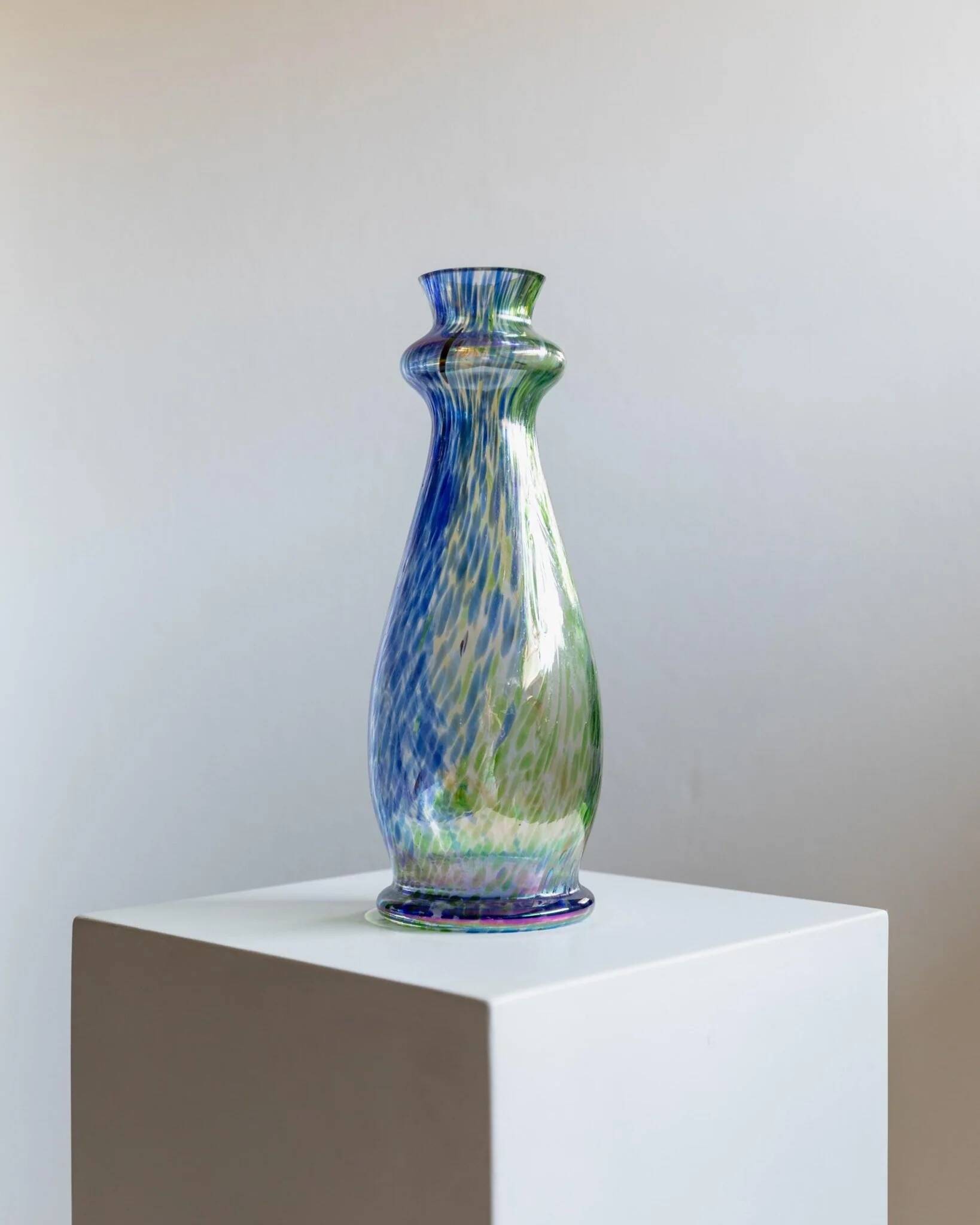 Large Vintage Murano Glass Vase in Multicolor Iridescent Pastel Glass – Italian Art Glass, 1970s