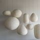 Small Japanese-style natural rattan and linen pendant light in the shape of a drop H40 D35