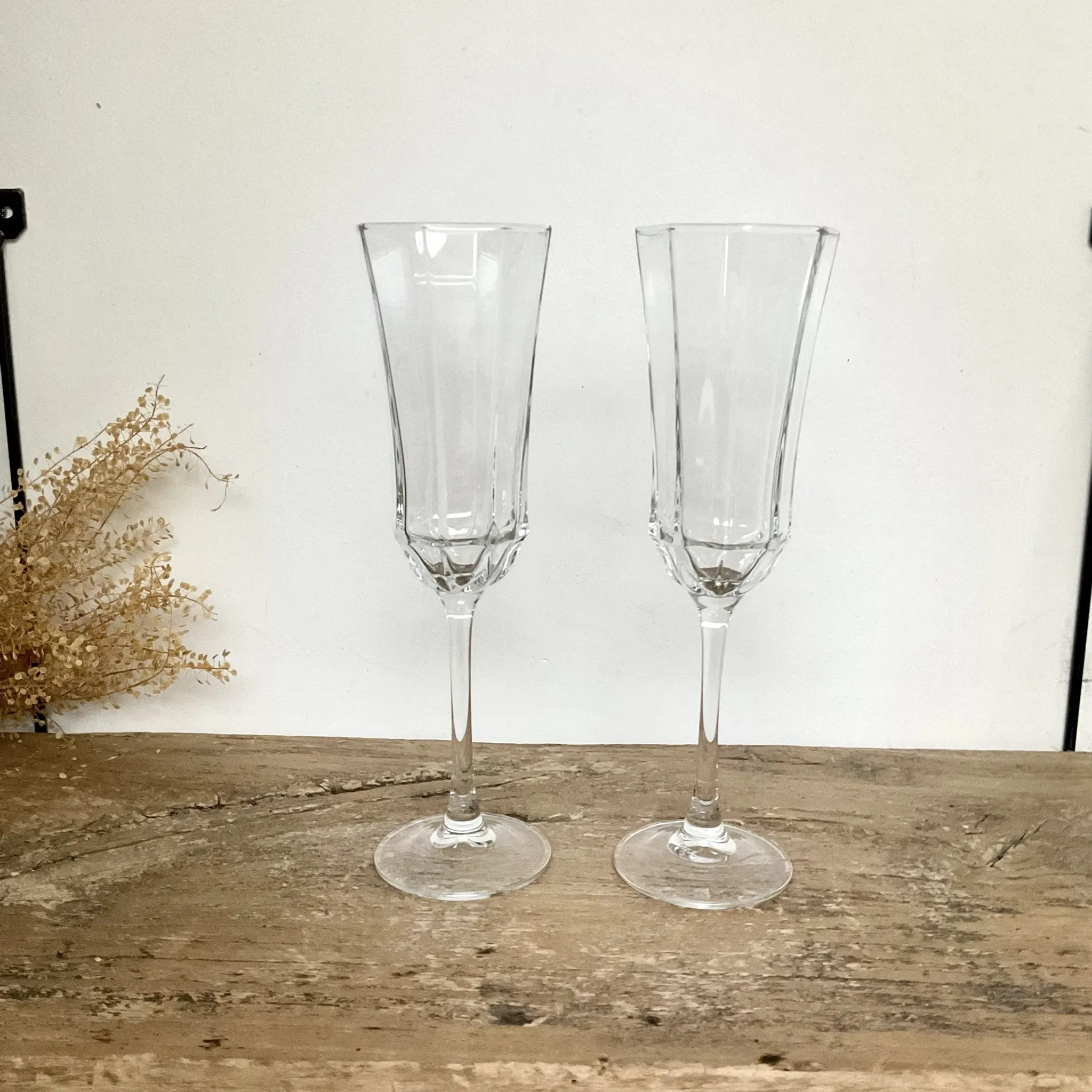 6 Vintage Octime Luminarc Champagne Flutes