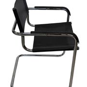 Set of 4 bauhaus cantilever chairs black leather and chrome design 80's