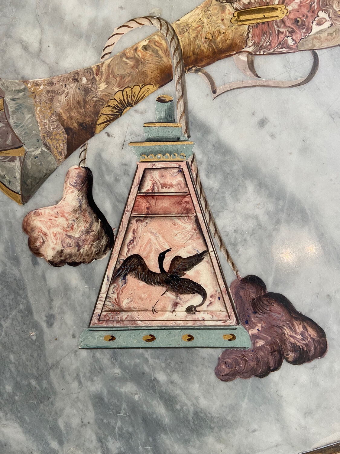 Italian marble painted with pistols and daggers from the NATO