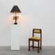 Hollywood Regency brass palm tree table lamp with black shade, France, 1970