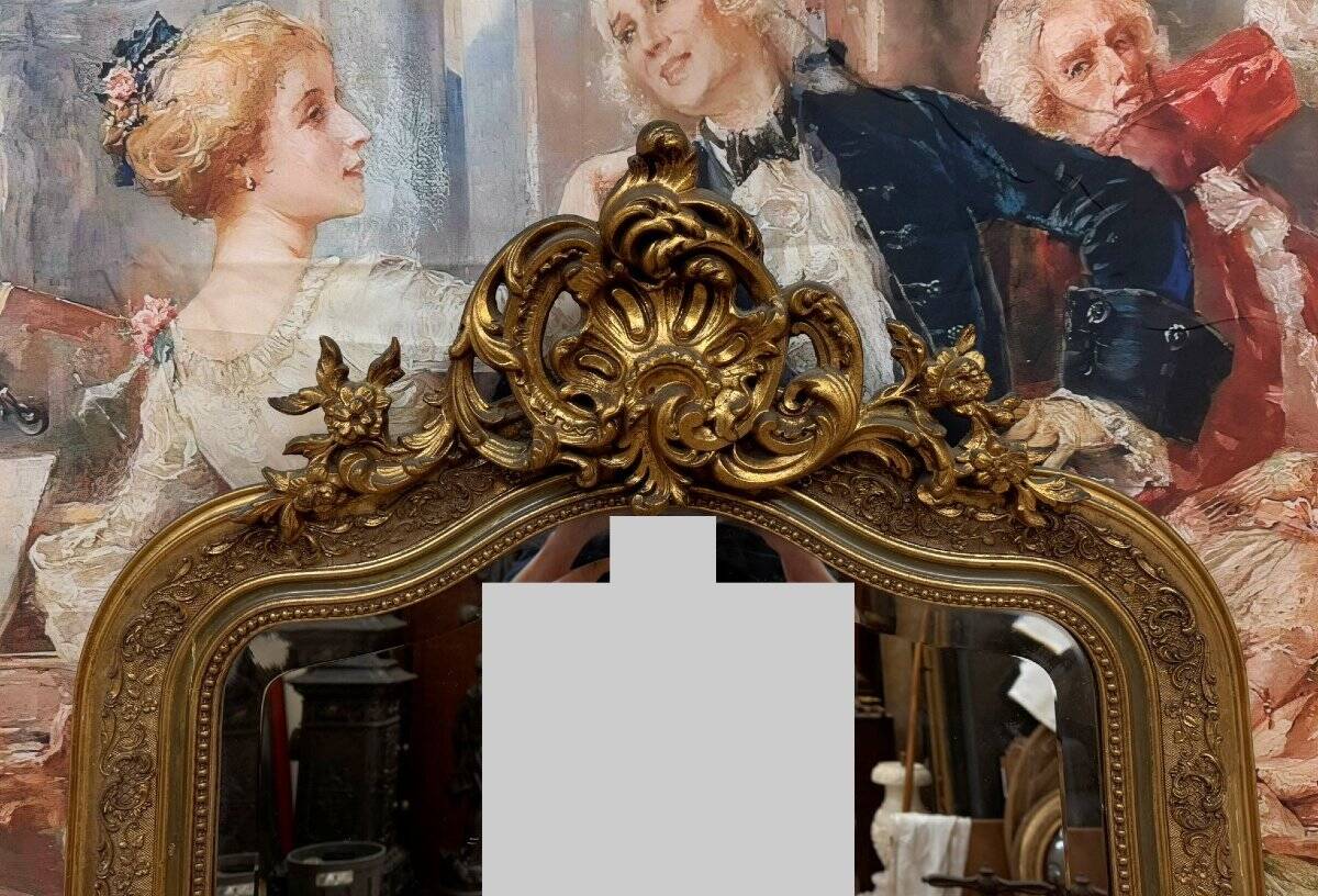 large Napoleon III period mirror in gilded wood circa 1880
