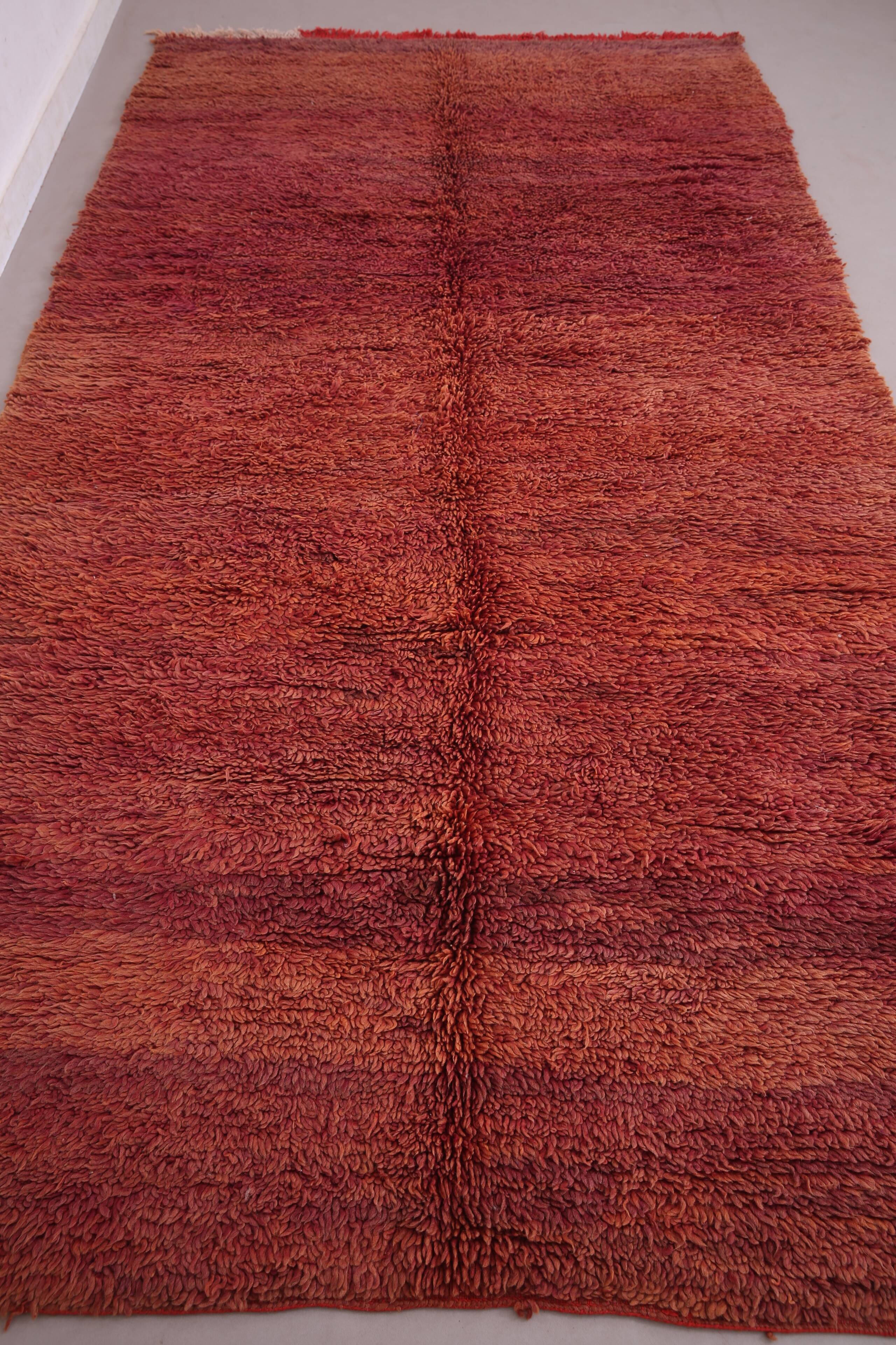 Burgundy Vintage Handmade Moroccan rug 180 x 336 cm - Berber wool Rug