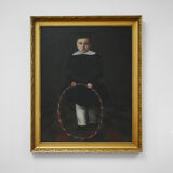 Painting of a child with a red hoop, 19th c.