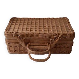 Rattan and wicker suitcase