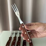 Set of 6 Vintage Sakana Japan Forks | Stainless Steel & Wood Handles
