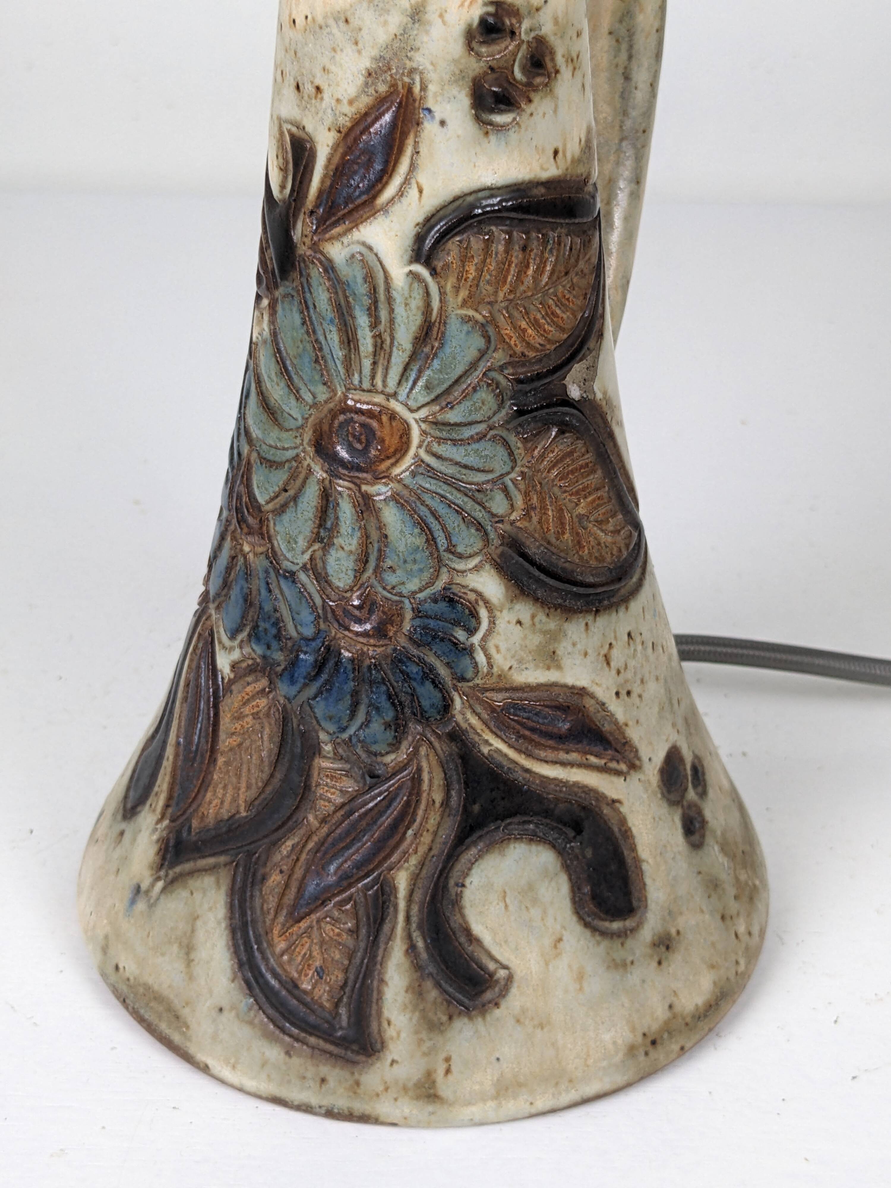 Pair of Bouffioulx sandstone candle lamps signed Dubois - 1970s