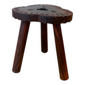 Carved wooden tripod stool