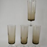 Set of 4 70s smoked glass champagne flutes