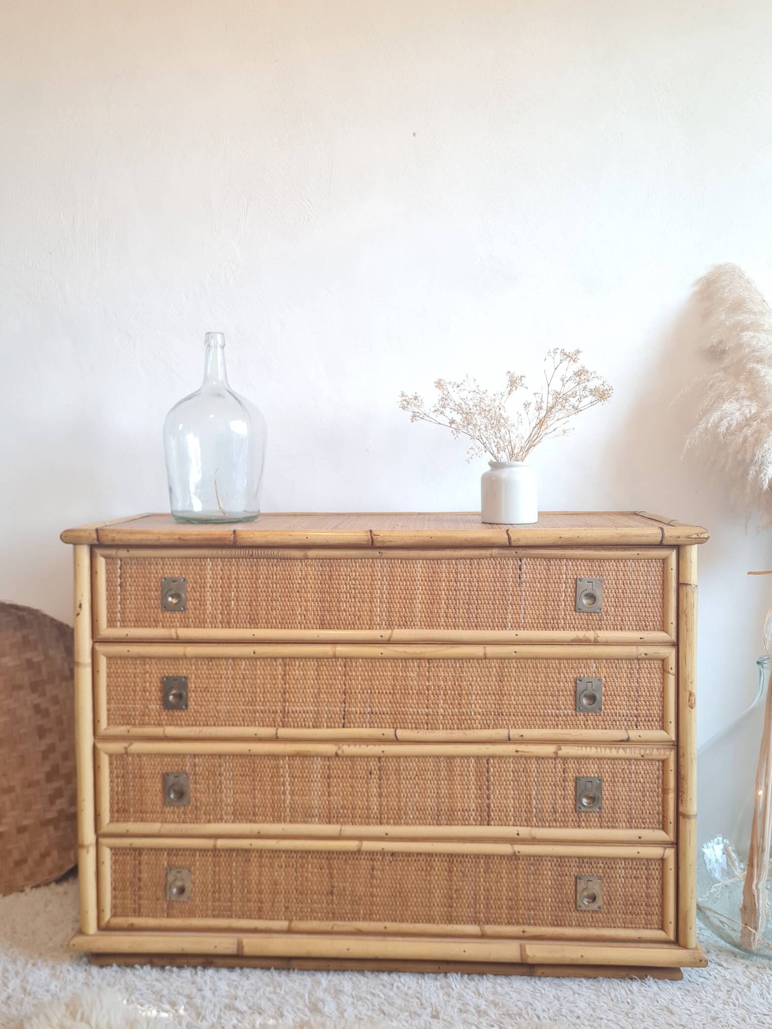Rattan chest of drawers circa 1970 - Dal Vera