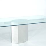 Glass table on chrome base, Italy - 1970s