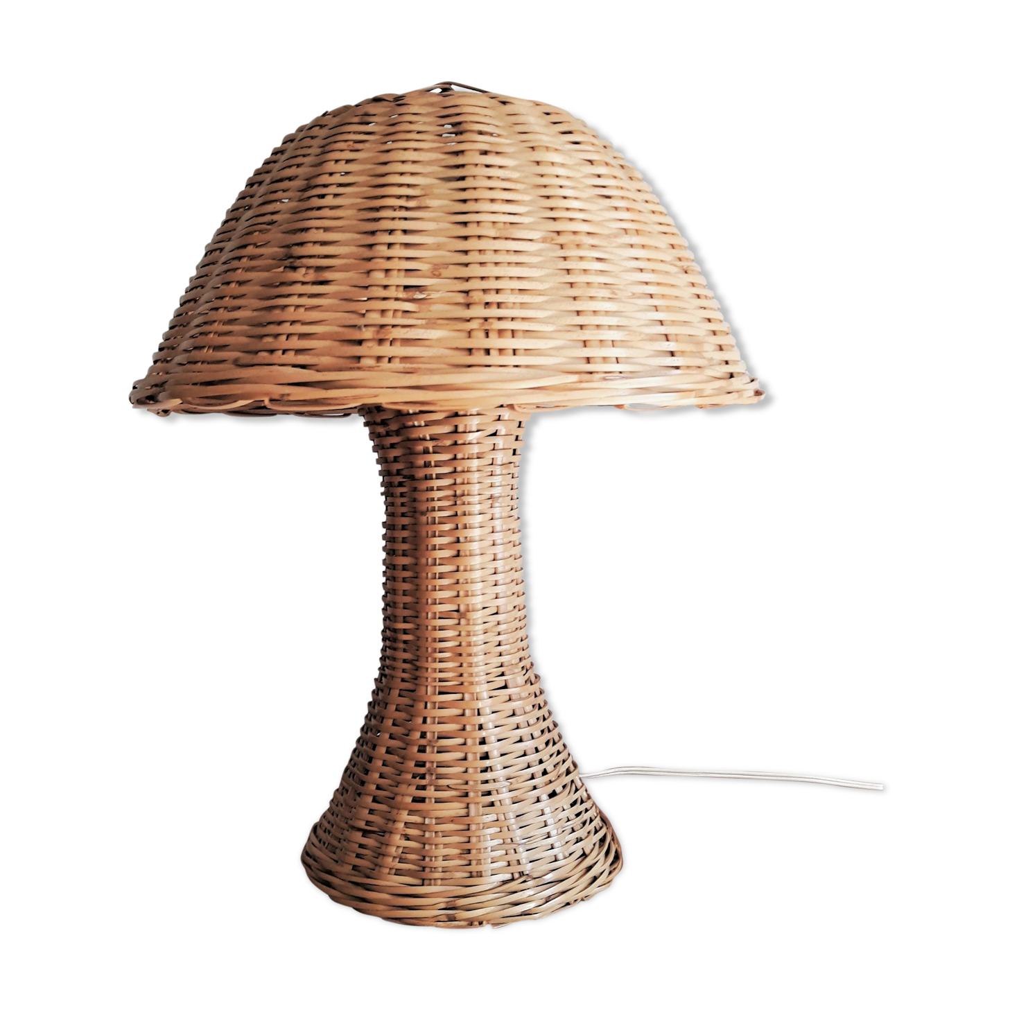 Rotin Lamp / Wicker Bedside Lamp / Mushroom-shaped Lamp / Bamboo / Vintage 1960 / Mid-Century