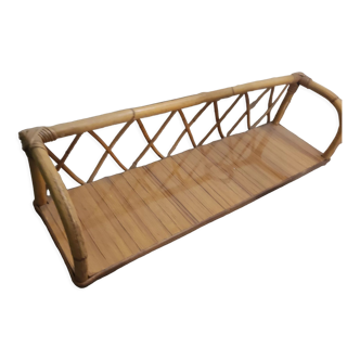 Wall shelf bamboo rattan wicker wood formica vintage 50 60